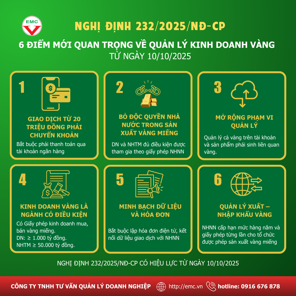 06 điểm mới quan trọng về quản lý kinh doanh vàng có hiệu lực từ ngay 10/10/2025